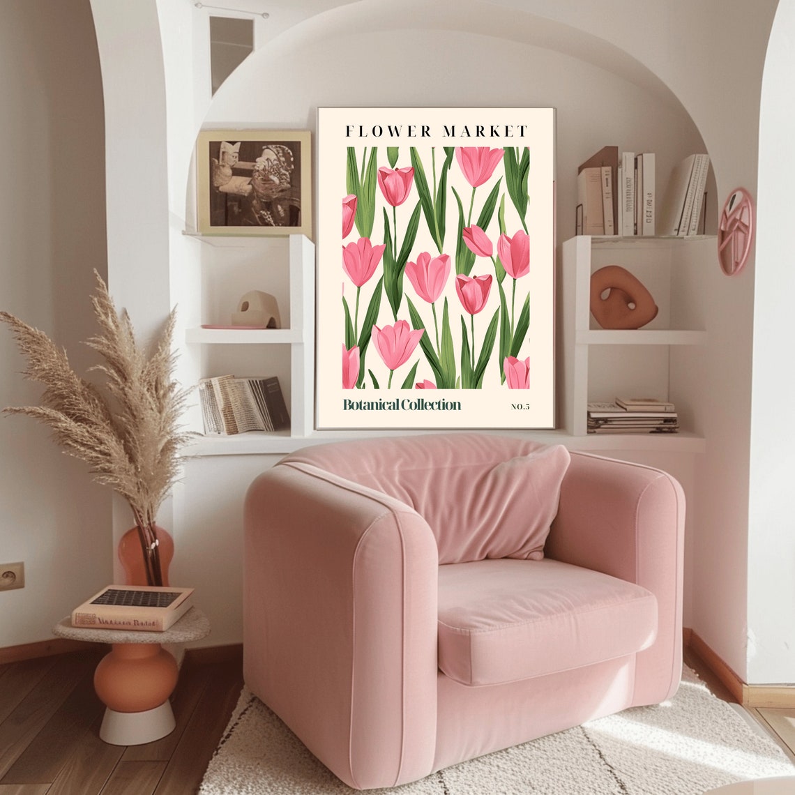 Pink Tulip Flower Market Botanical Collection No 5 Art Poster - Image 3