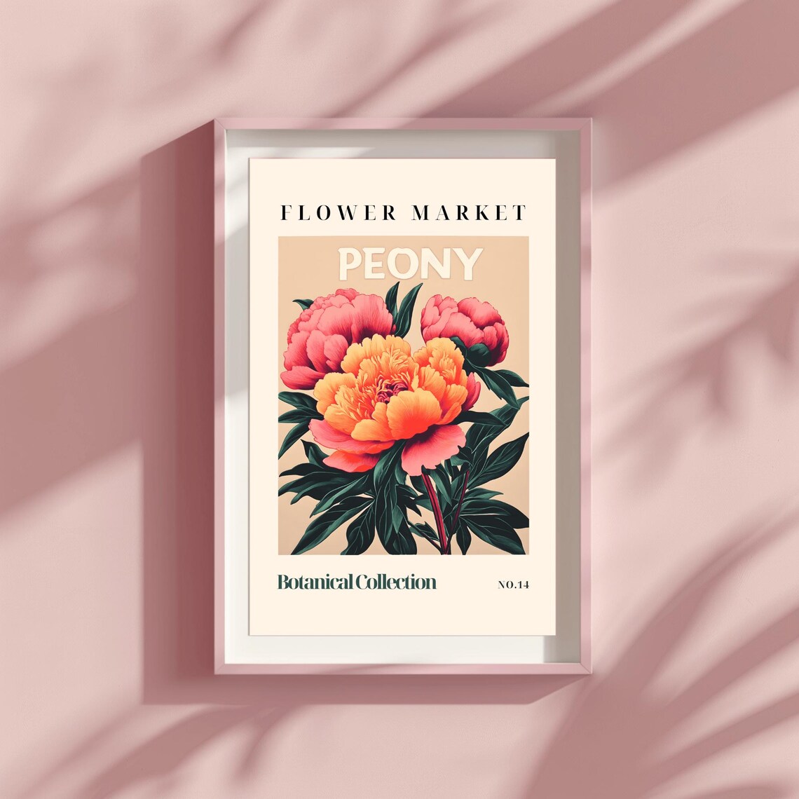 Peony Flower Market Botanical Collection No.14 Coral Bloom Poster - Image 2