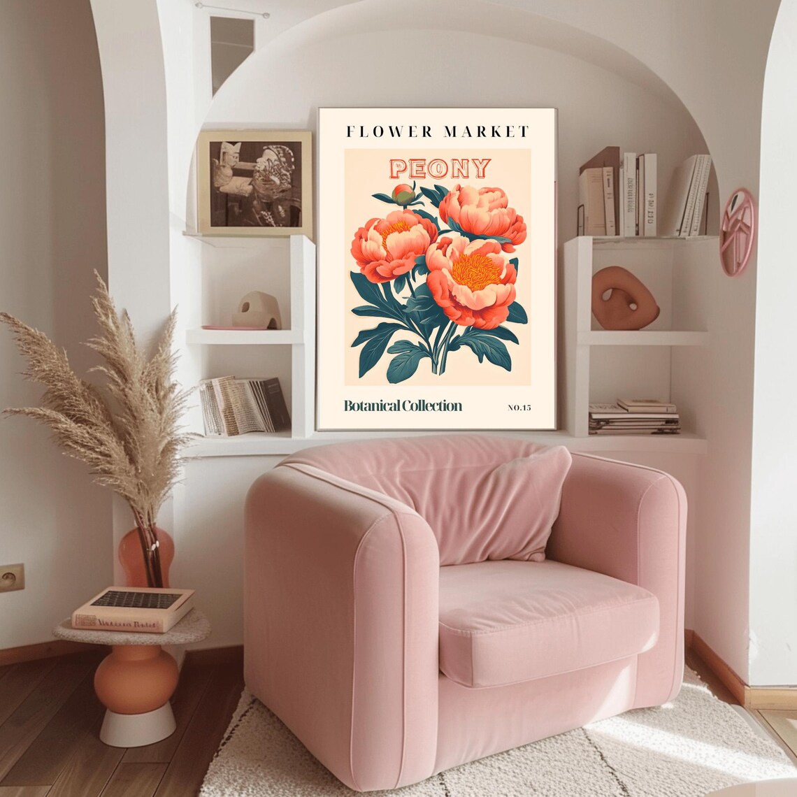 Peony Flower Market Botanical Collection No.15 Coral Floral Poster - Image 2