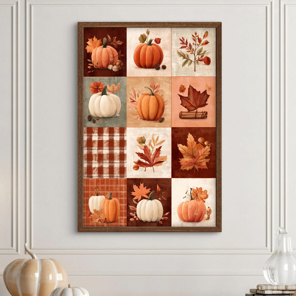 Vintage Fall Wall Art Autumn Decor Pumpkin Season Rustic Print Farmhouse Thanksgiving