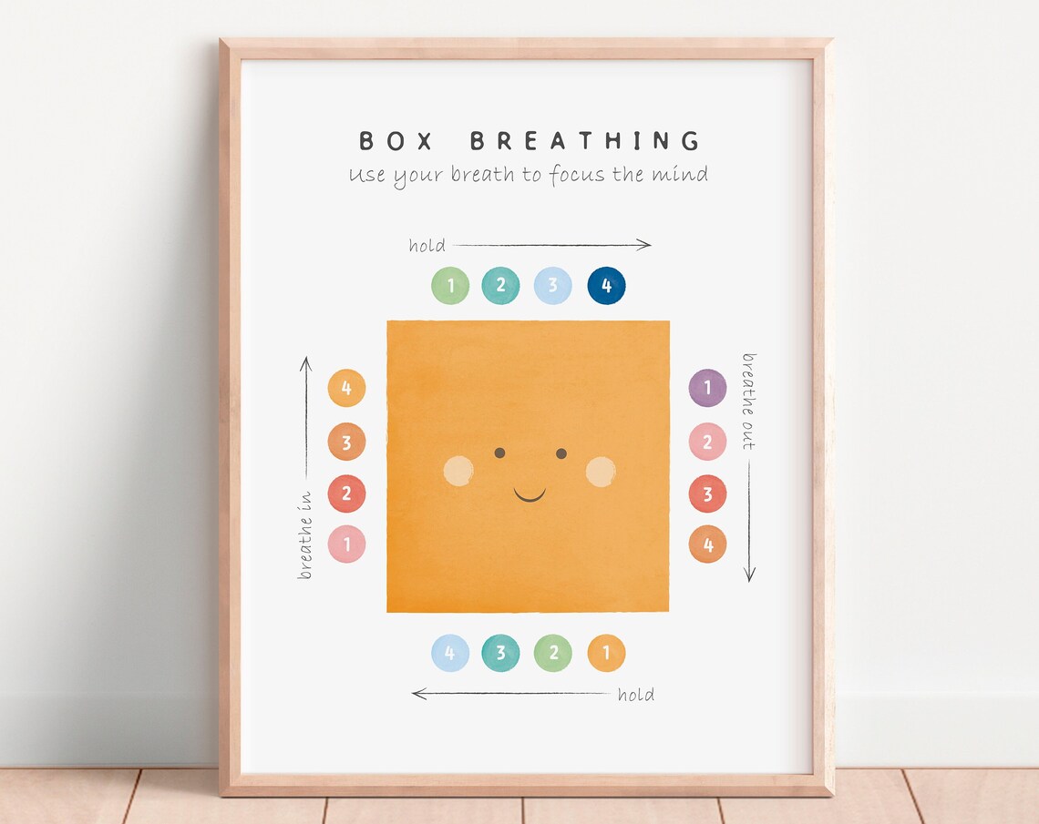 Box Breathing Poster, Calming Corner Growth Mindset