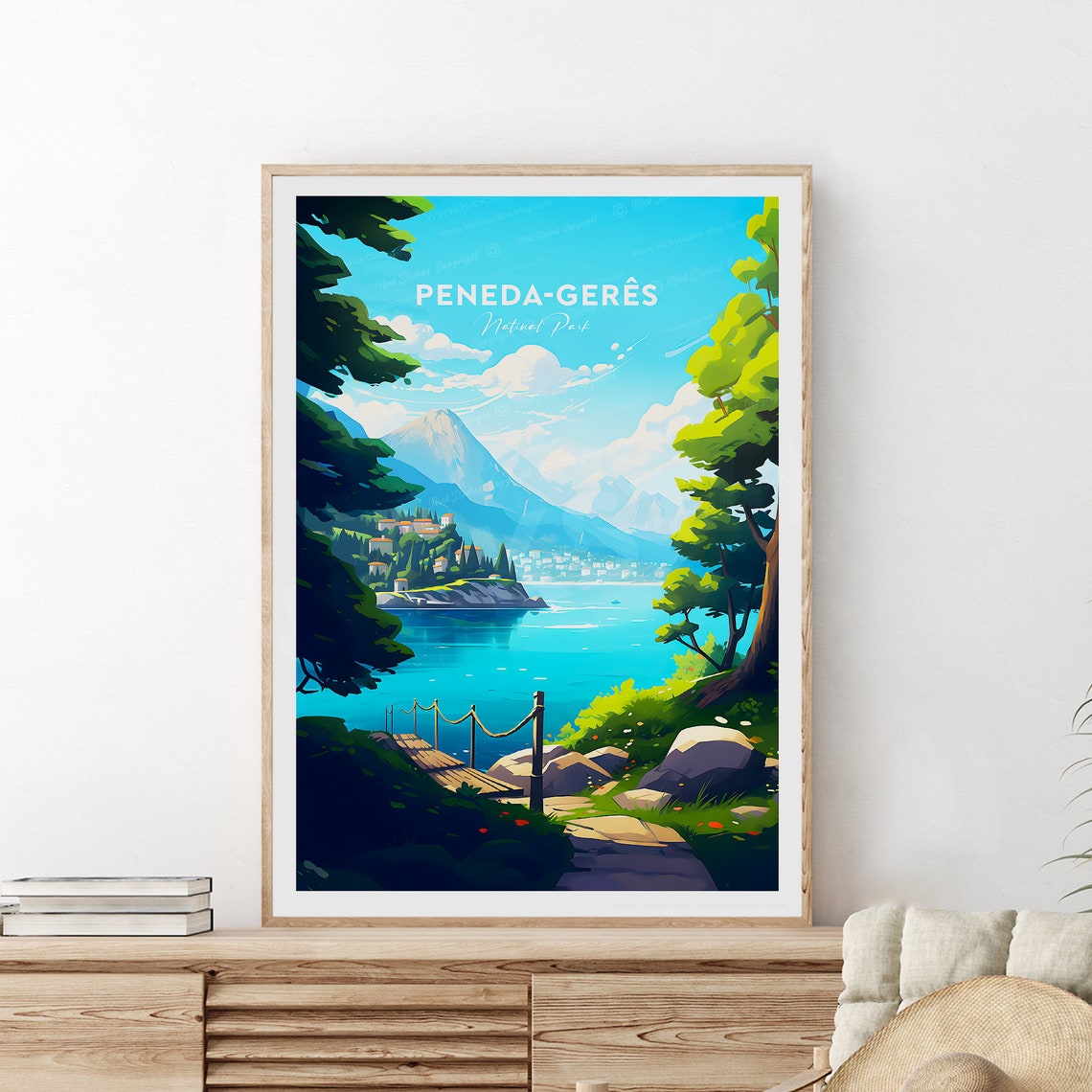 Peneda-Geres National Park Lake Mountain Scenery Travel Poster