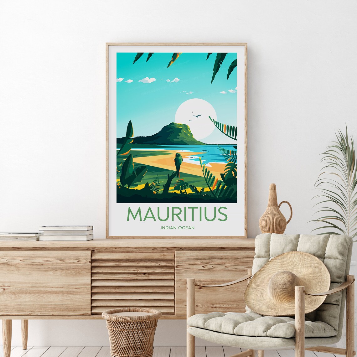Mauritius Indian Ocean Daytime Island Beach Lagoon Travel Poster