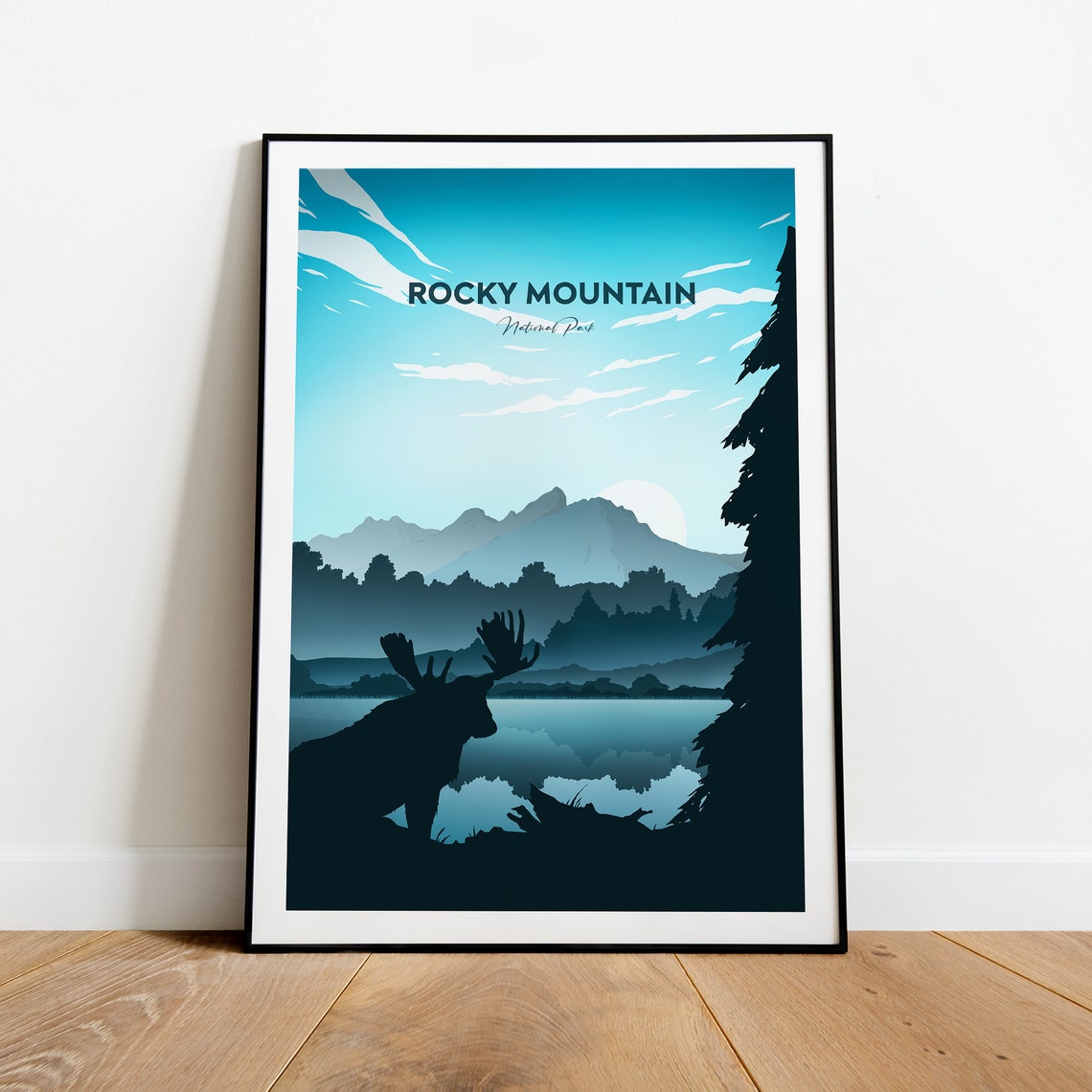 Rocky Mountain National Park Moose Lake Peaks Dusk Scenic Poster - Image 2