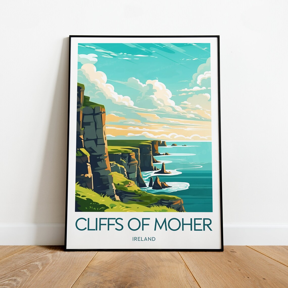 Cliffs of Moher Ireland Sea Cliffs Atlantic Coast View Travel Poster