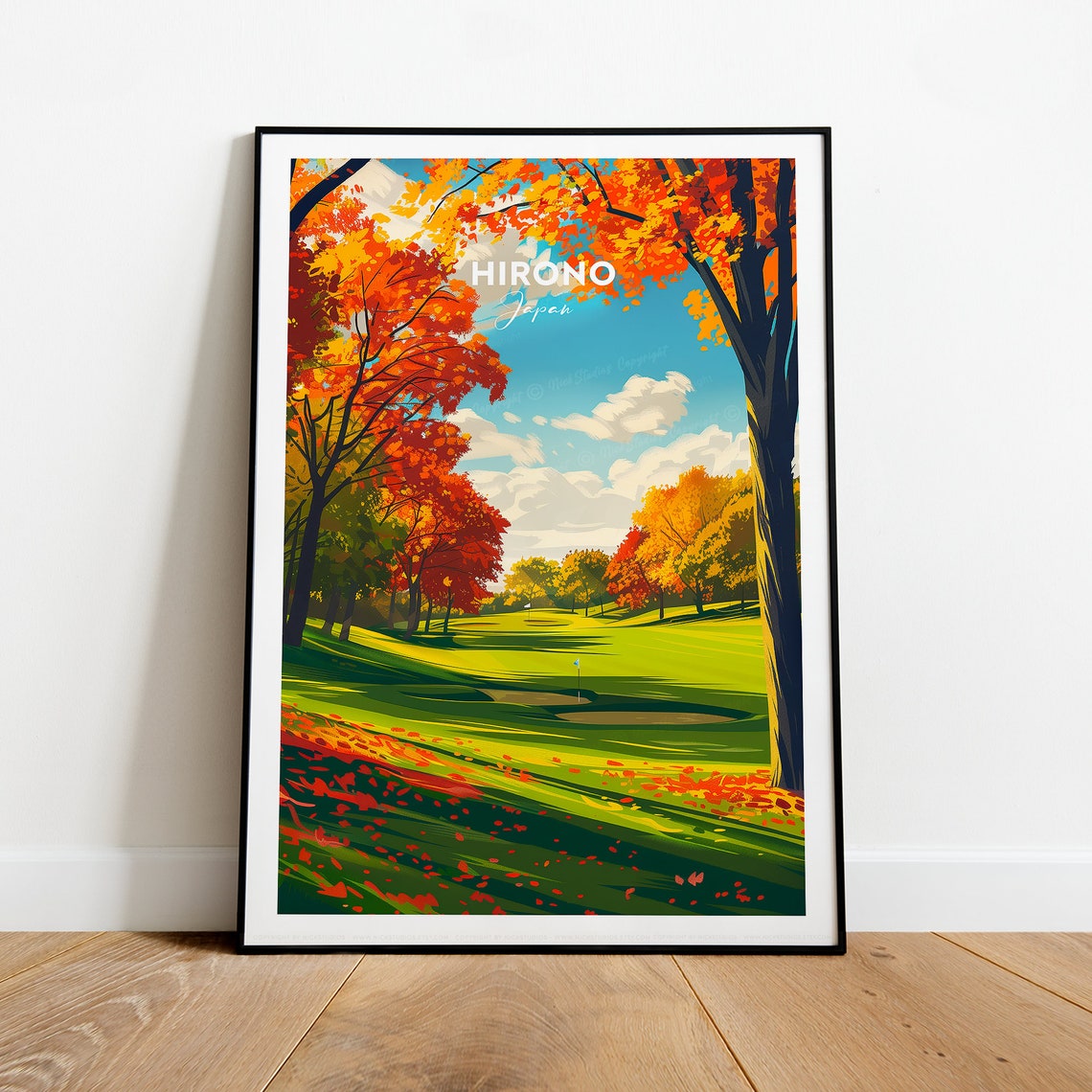 Hirono Japan Autumn Golf Course Fall Foliage Fairway Golf Poster