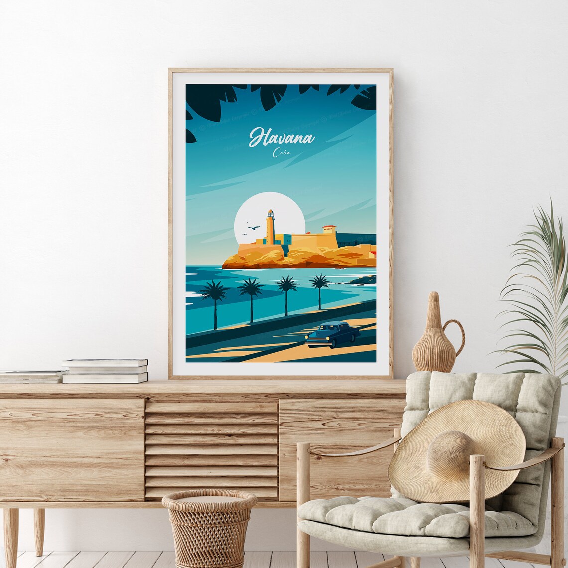 Havana Cuba Vintage Travel Poster Overlooking El Morro Harbor Bay - Image 2