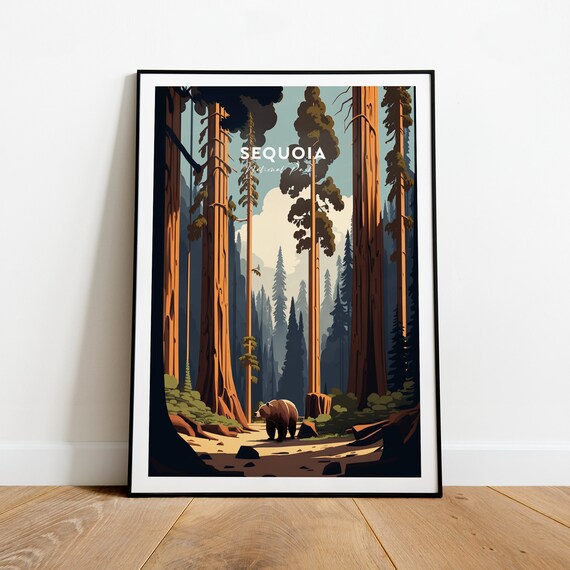 Sequoia National Park Giant Forest Vintage Travel Poster Art