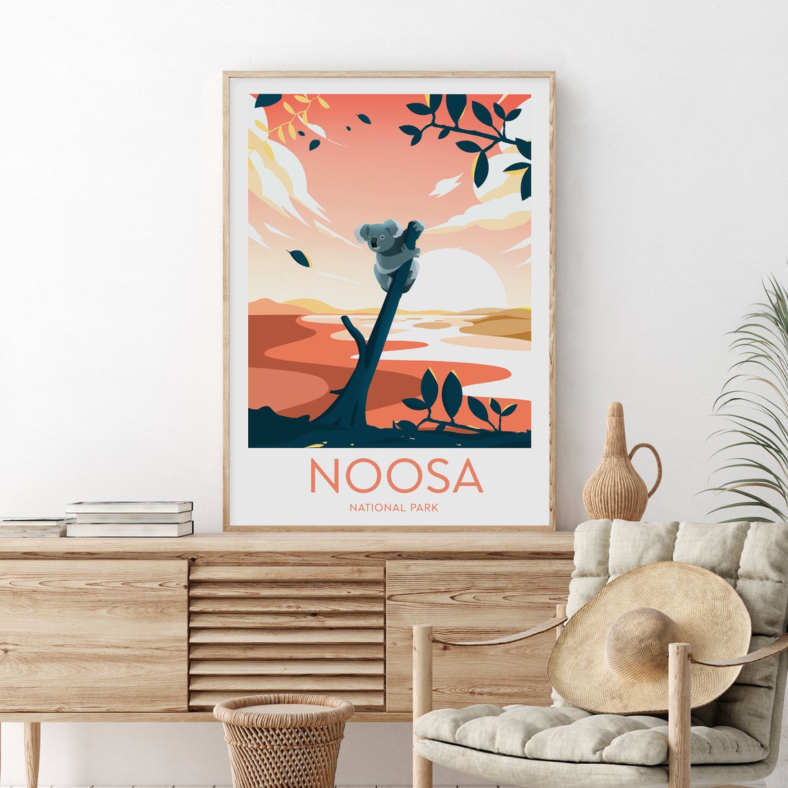Noosa National Park Koala Coast Sunset Australia Travel Poster