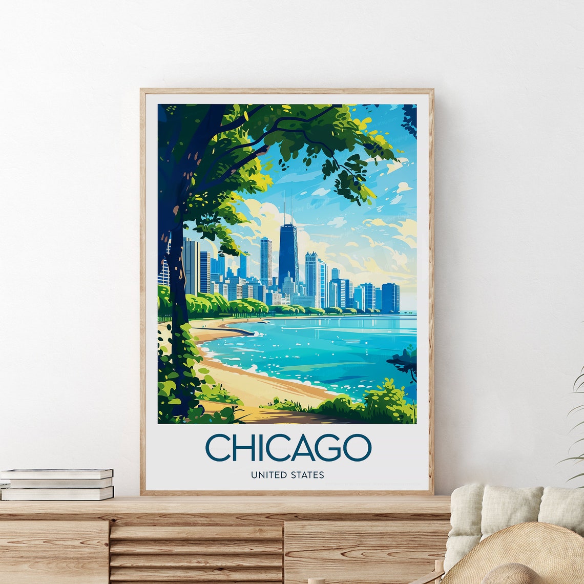 Chicago Lake Michigan Daytime Shoreline Skyline Cityscape Poster