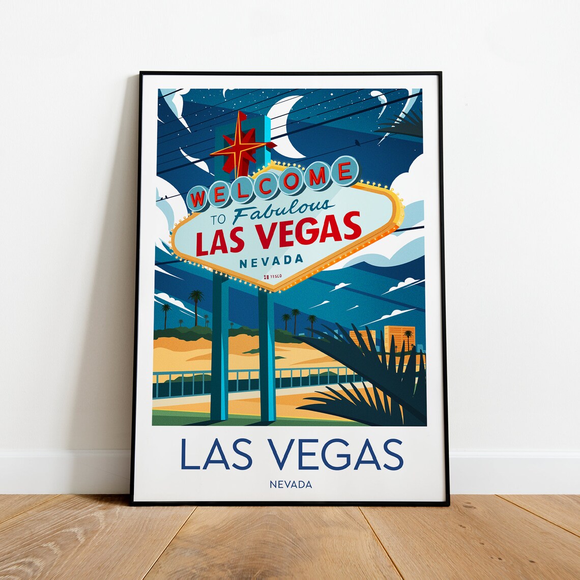 Iconic Welcome to Fabulous Las Vegas Nevada Sign Night Poster - Image 2