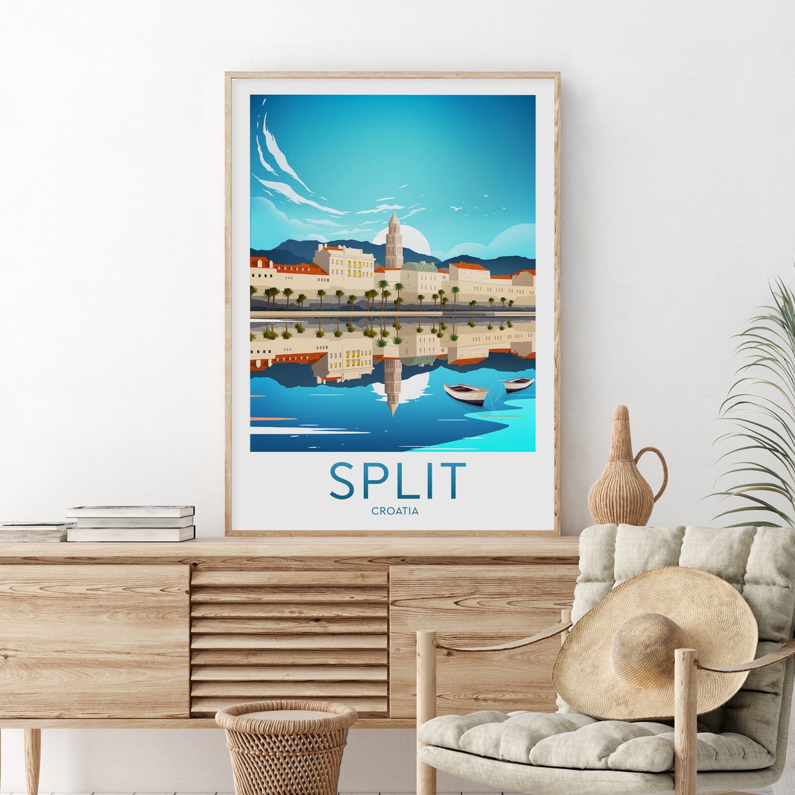 Split Croatia Waterfront Palace Bell Tower Reflection Poster - Image 2