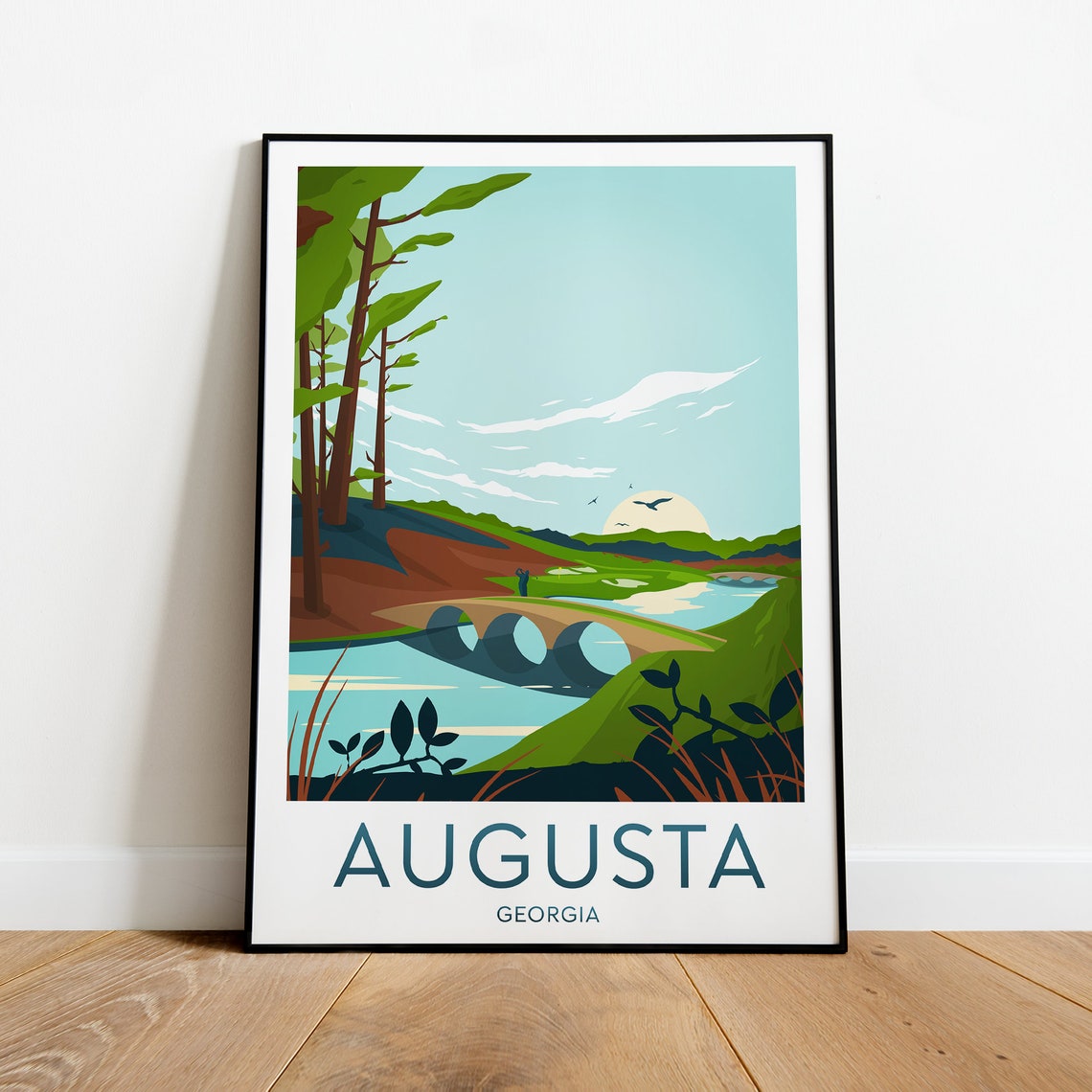 Augusta Georgia National Golf Course Bridge Vintage Sports Poster - Image 2