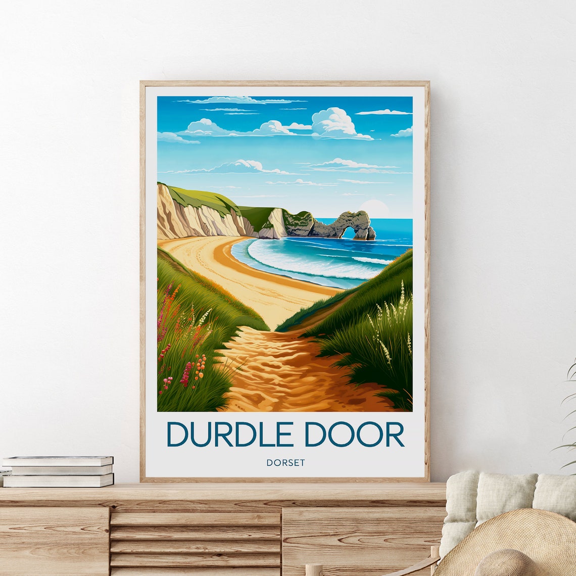 Durdle Door Dorset Jurassic Coast Limestone Arch Beach Travel Poster - Image 2