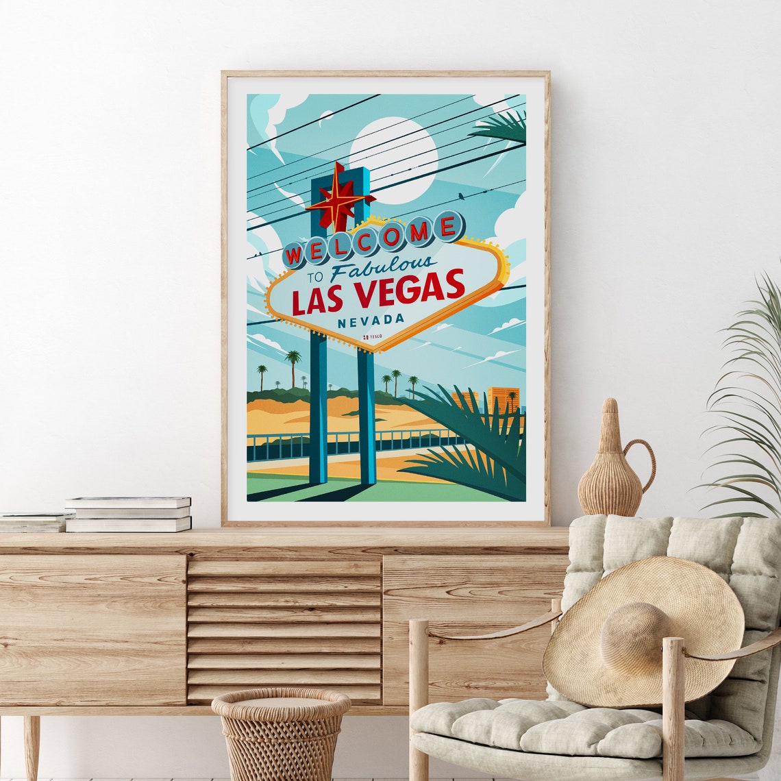 Las Vegas Nevada Welcome Sign Retro Desert Neon Lights Poster - Image 2