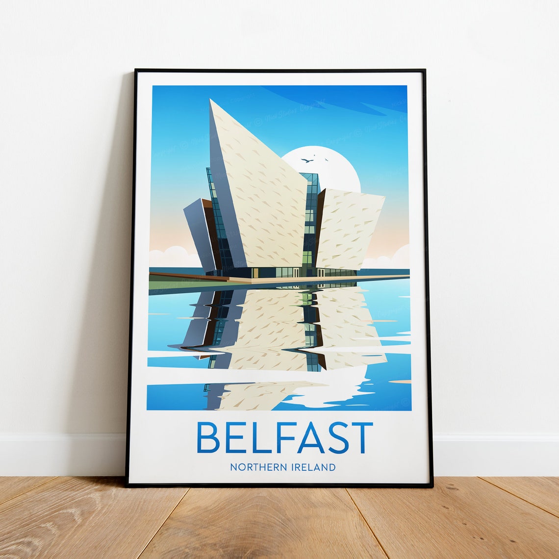 Belfast Titanic Quarter Building Reflected in the Water Poster