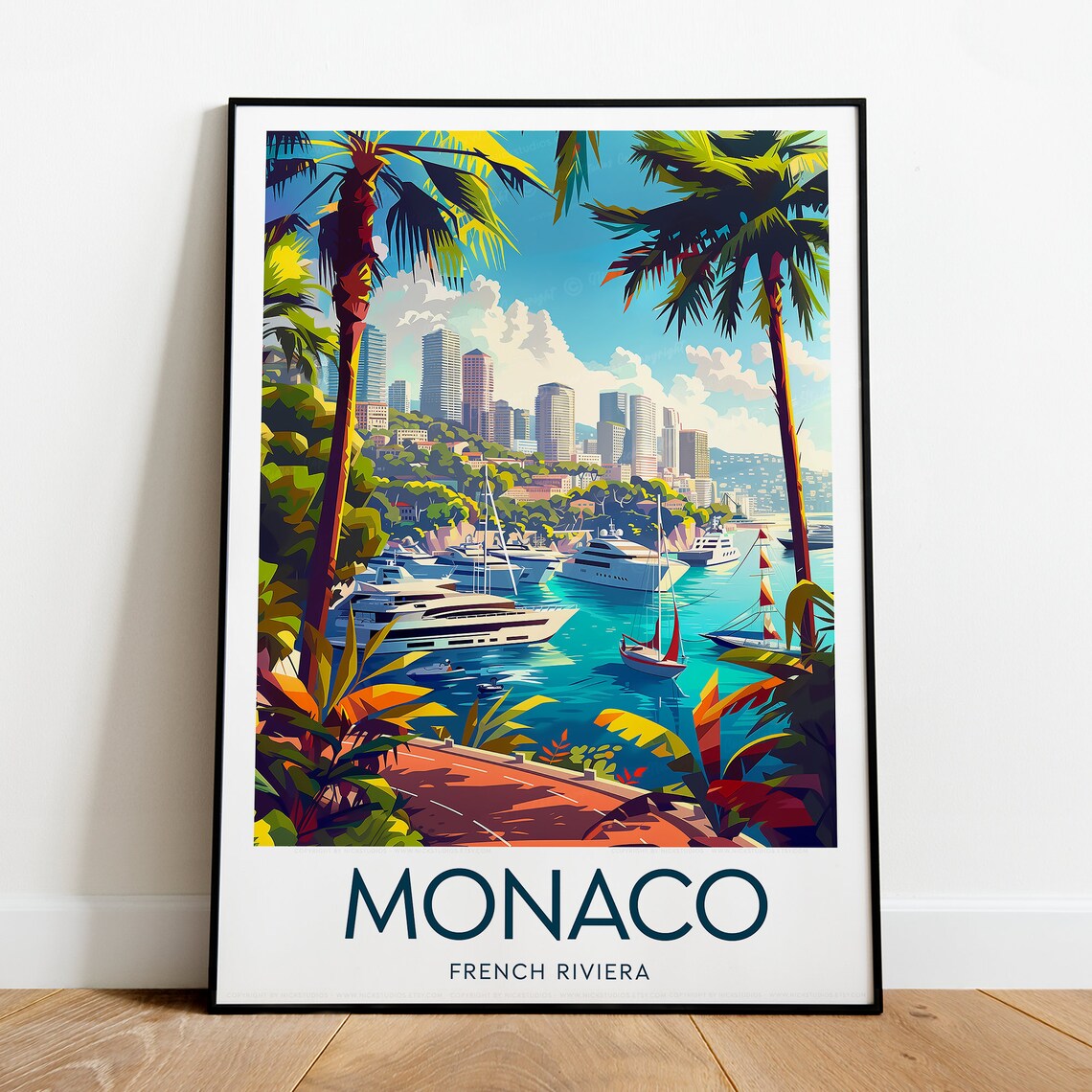 Monaco Monte Carlo Harbor Full of Yachts French Riviera Poster