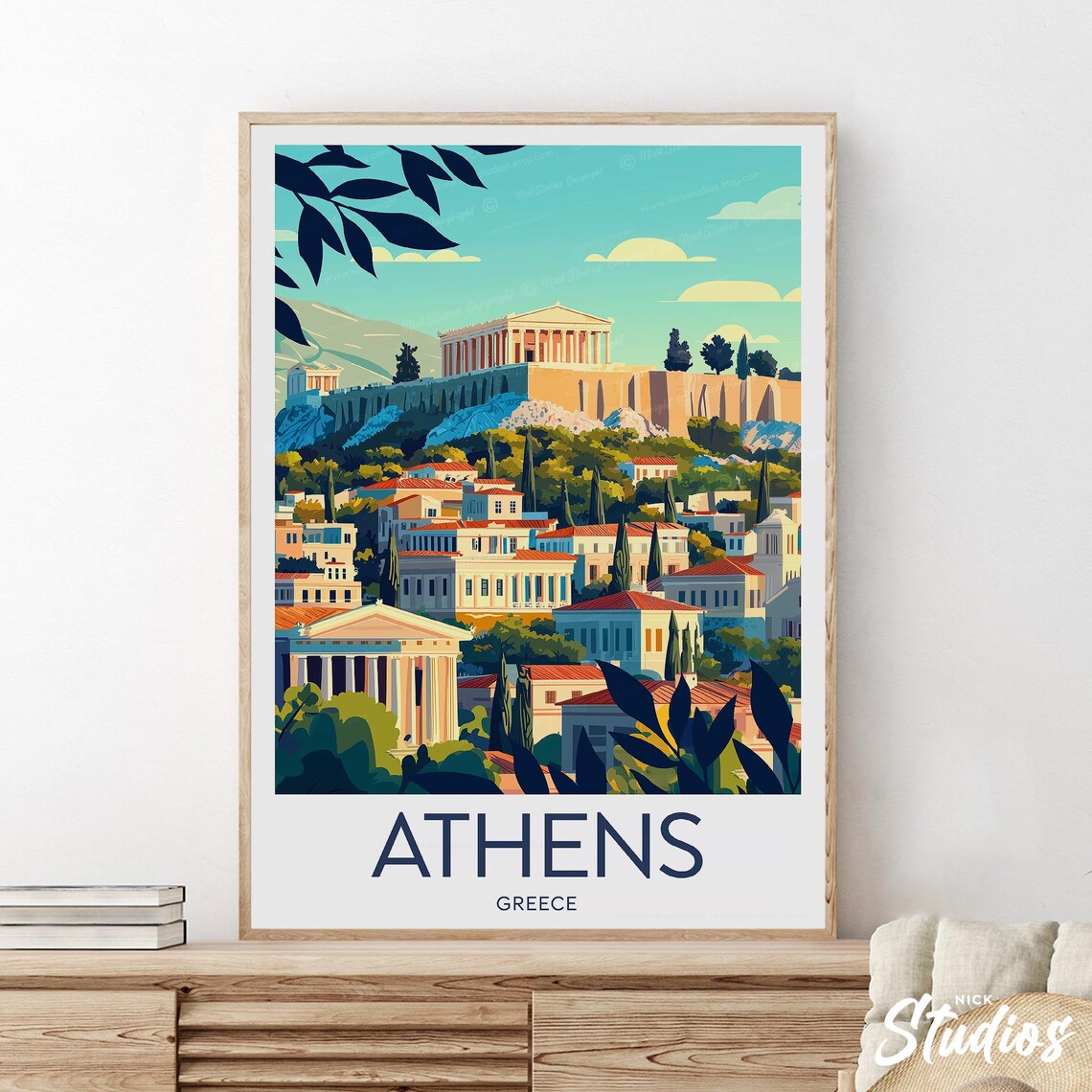 Athens Greece Acropolis Parthenon Historic City View Travel Poster