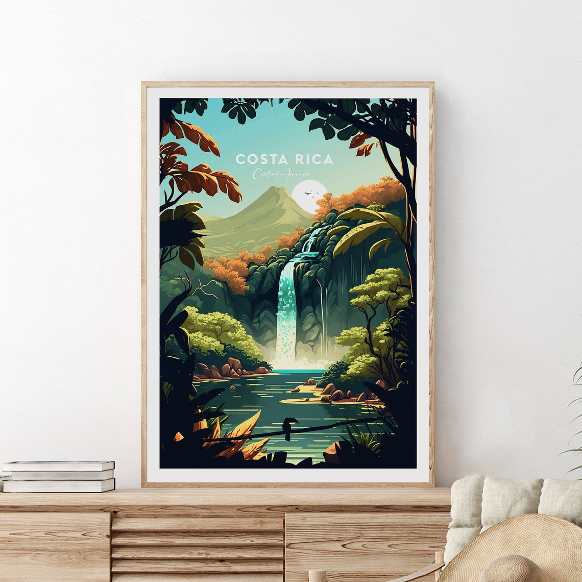 Costa Rica Tropical Waterfall Deep in Lush Rainforest Poster - Image 2