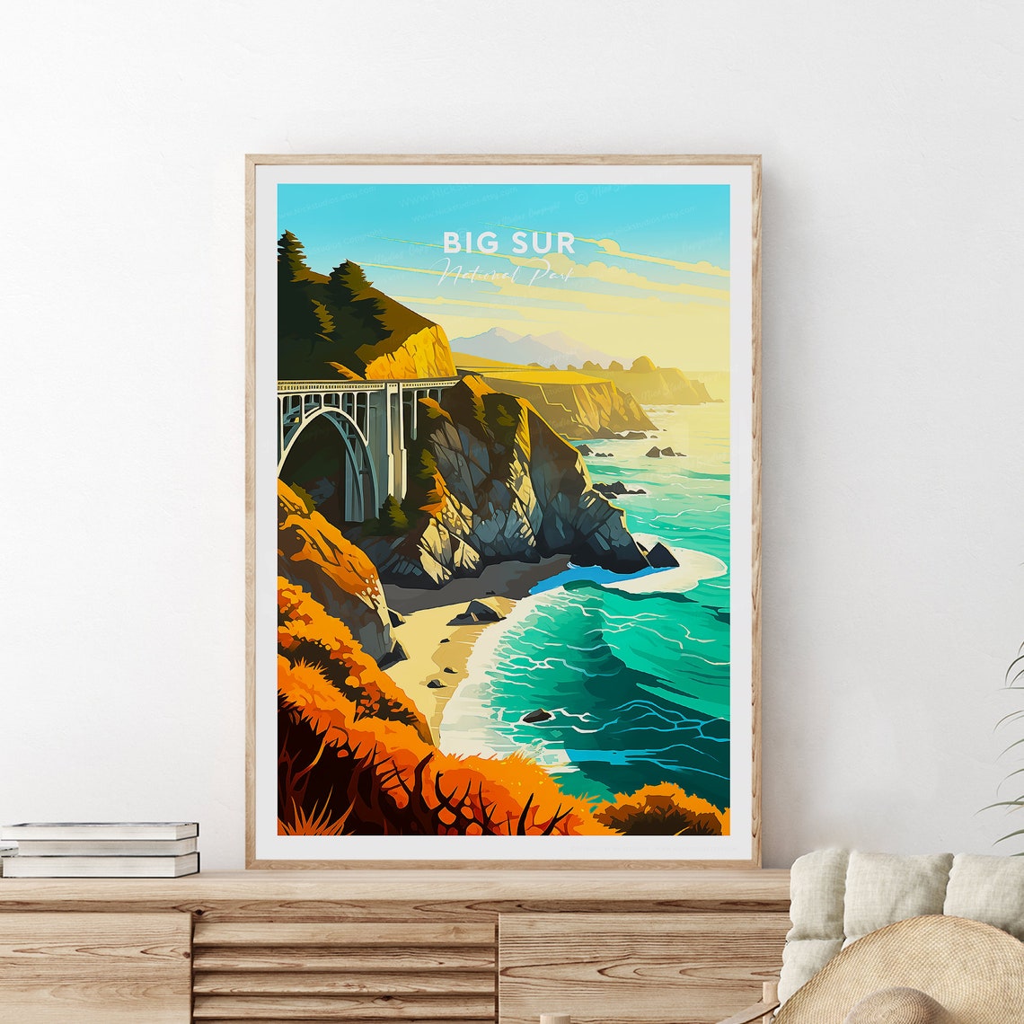 Big Sur California Bixby Creek Bridge Coastal Sunset Travel Poster - Image 2