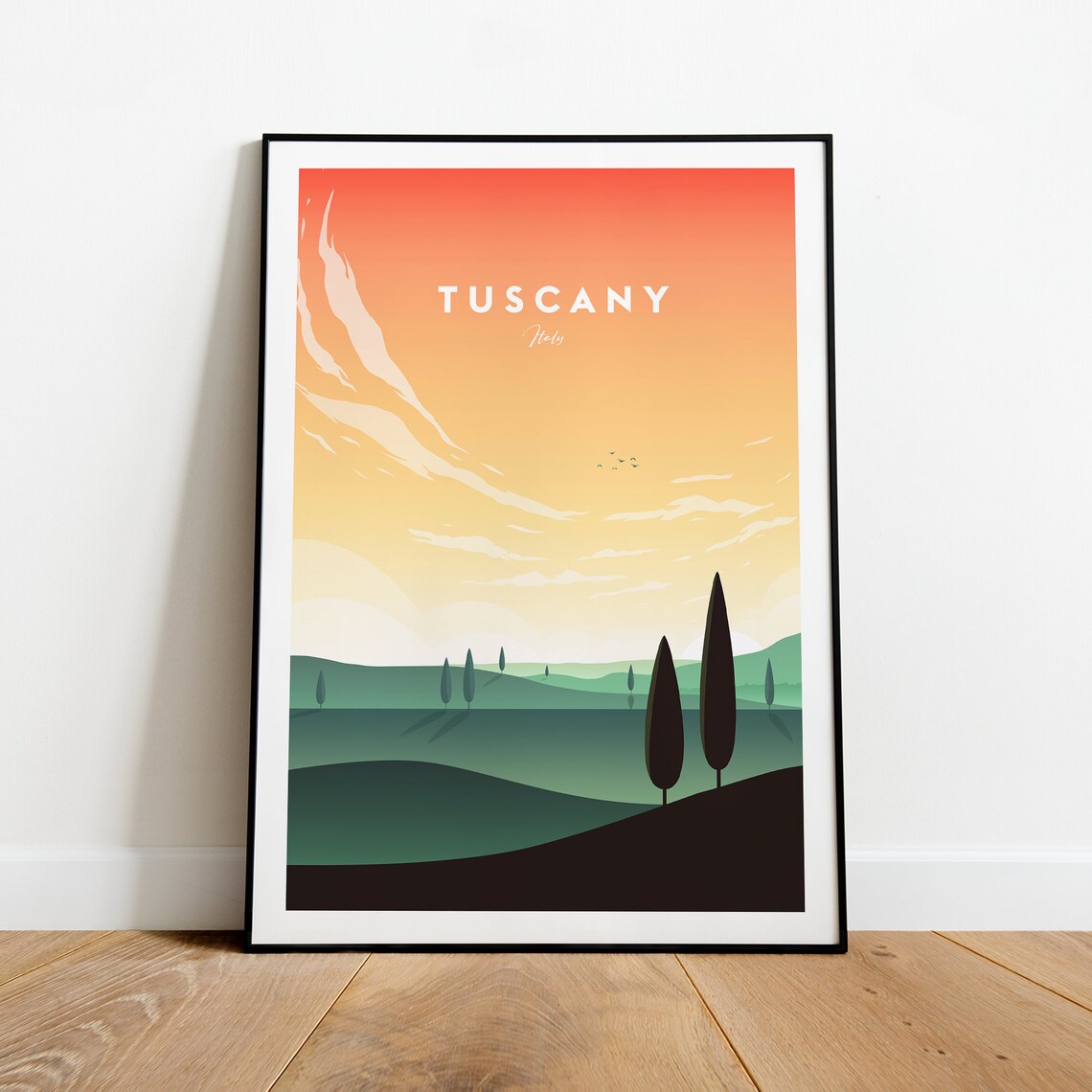 Tuscany Italy Cypress Trees Rolling Hills Sunset Travel Poster - Image 2