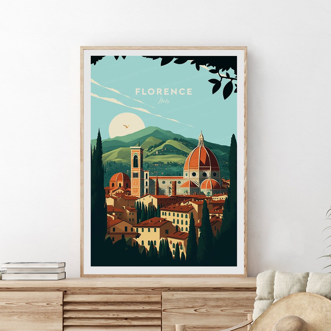 Florence Italy Duomo Cathedral Old Town Skyline Travel Poster