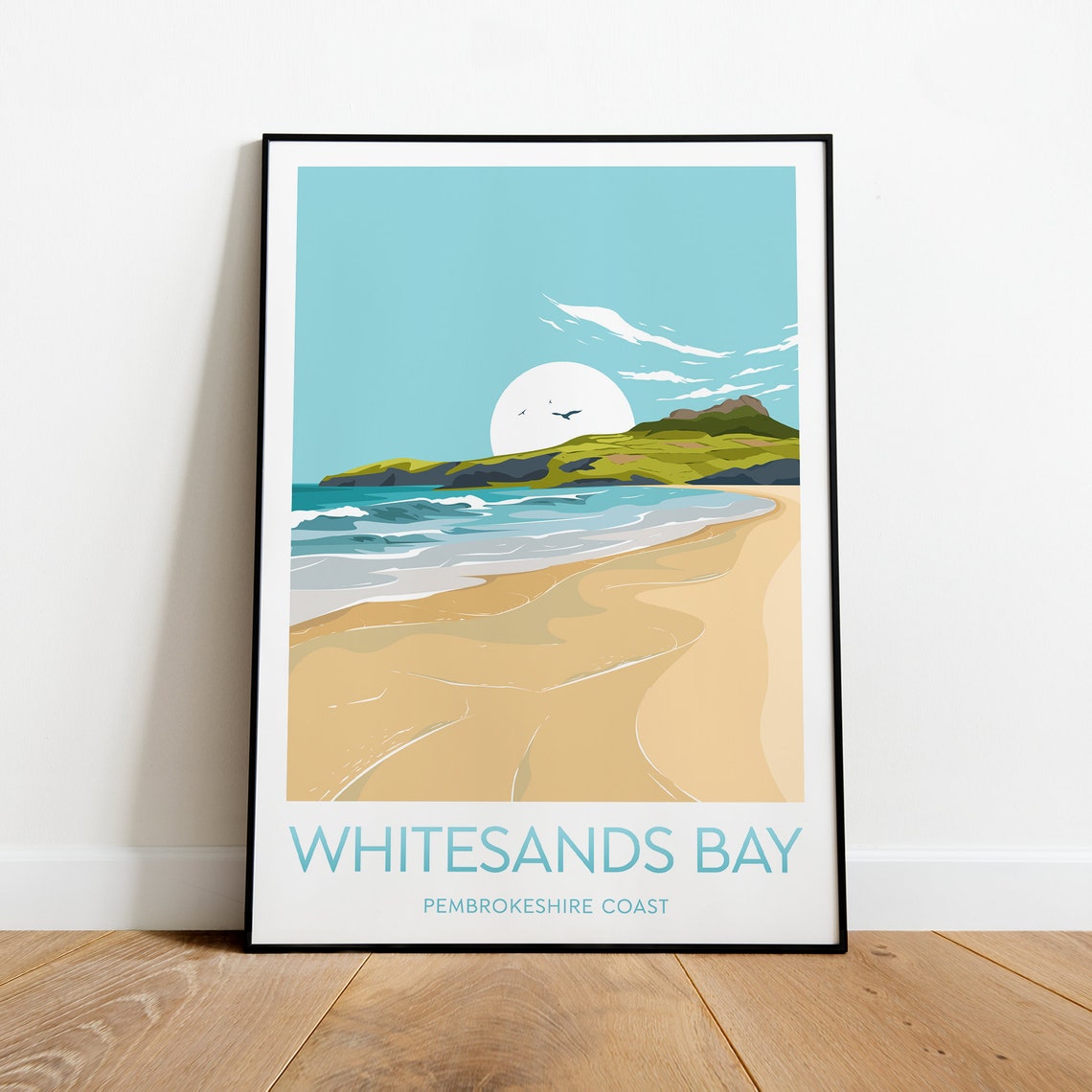 Whitesands Bay Pembrokeshire Coast Headland Beach Travel Poster