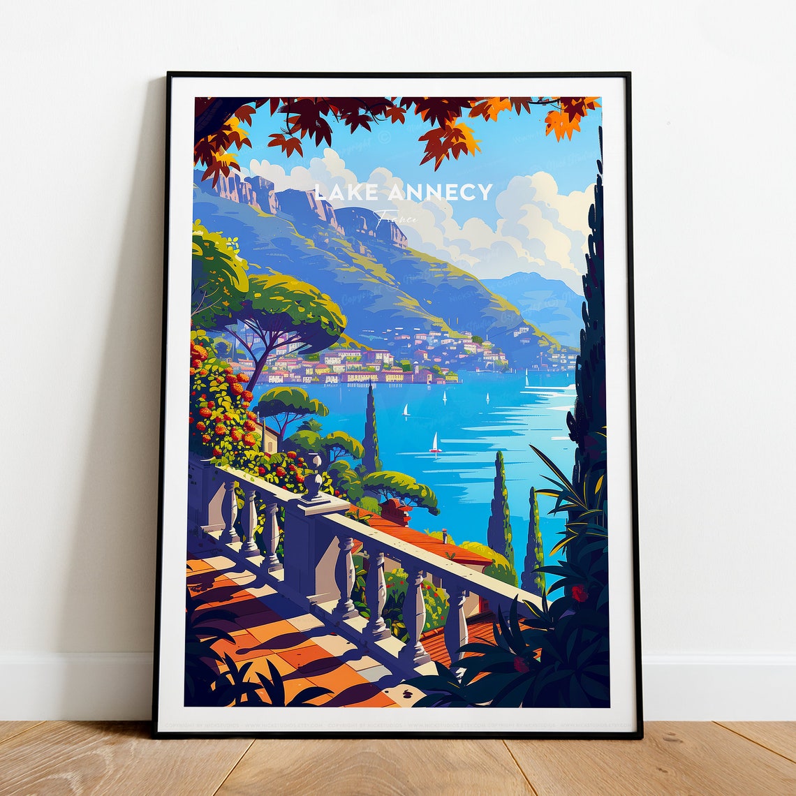 Lake Annecy Traditional Travel Print France Annecy Poster Annecy Print Annecy Art Wedding Gift - Image 2