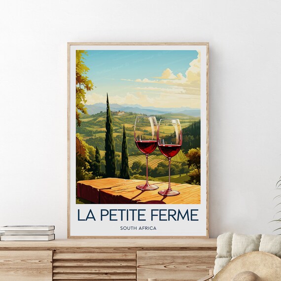 La Petite Ferme Red Wine Glasses in Franschhoek Valley Poster