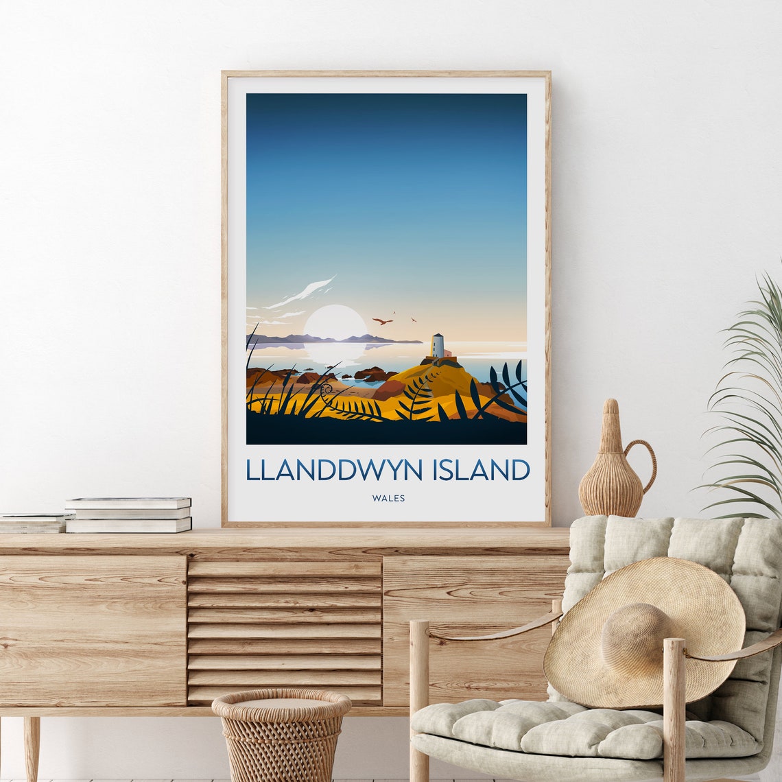 Llanddwyn Island Wales Lighthouse Golden Sunset Coast Poster - Image 2