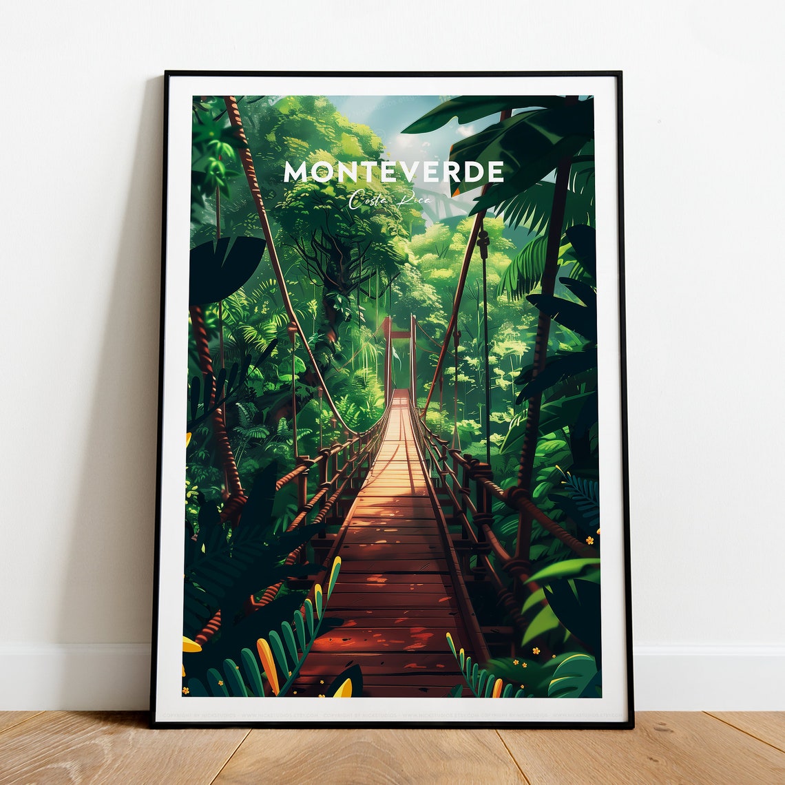 Monteverde Costa Rica Cloud Forest Rope Hanging Bridge Poster - Image 2