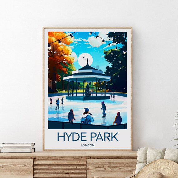 Hyde Park London Winter Wonderland Ice Skating Rink Travel Poster