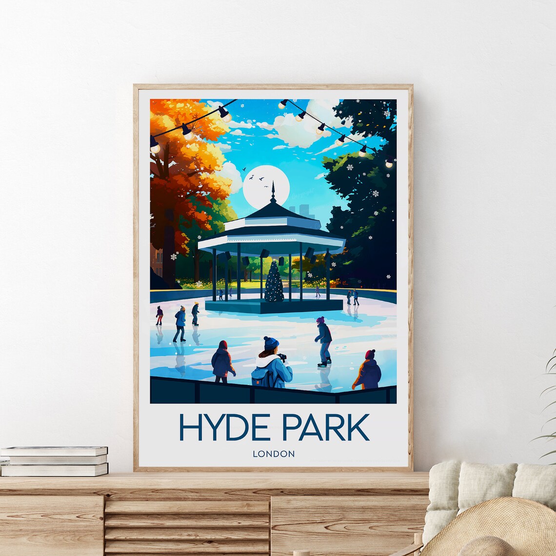 Hyde Park London Winter Wonderland Ice Skating Rink Travel Poster