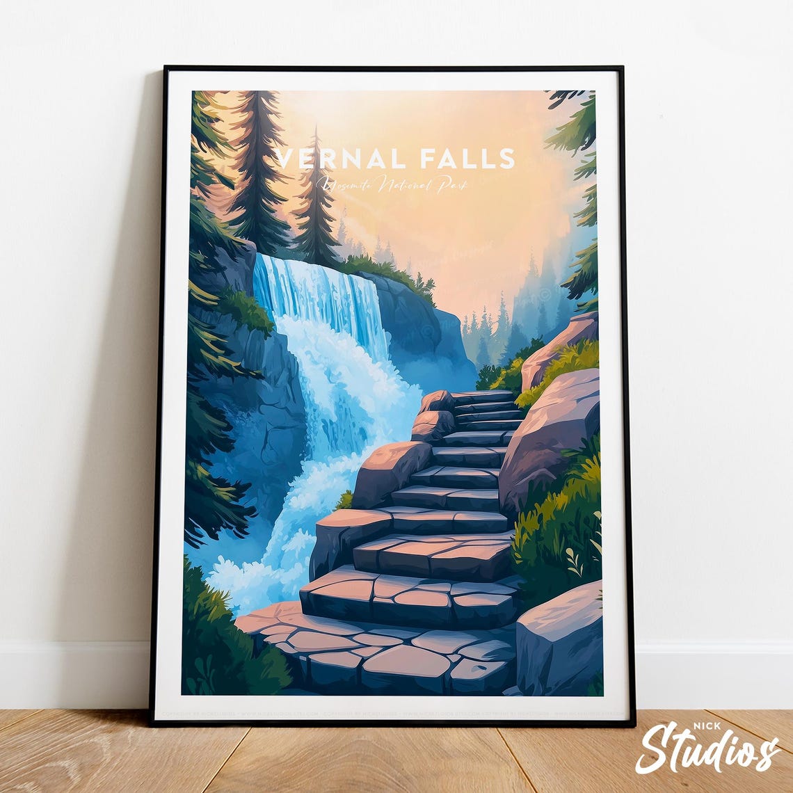 Vernal Falls Yosemite National Park Waterfall Vintage Travel Poster