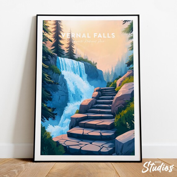 Vernal Falls Yosemite National Park Waterfall Vintage Travel Poster
