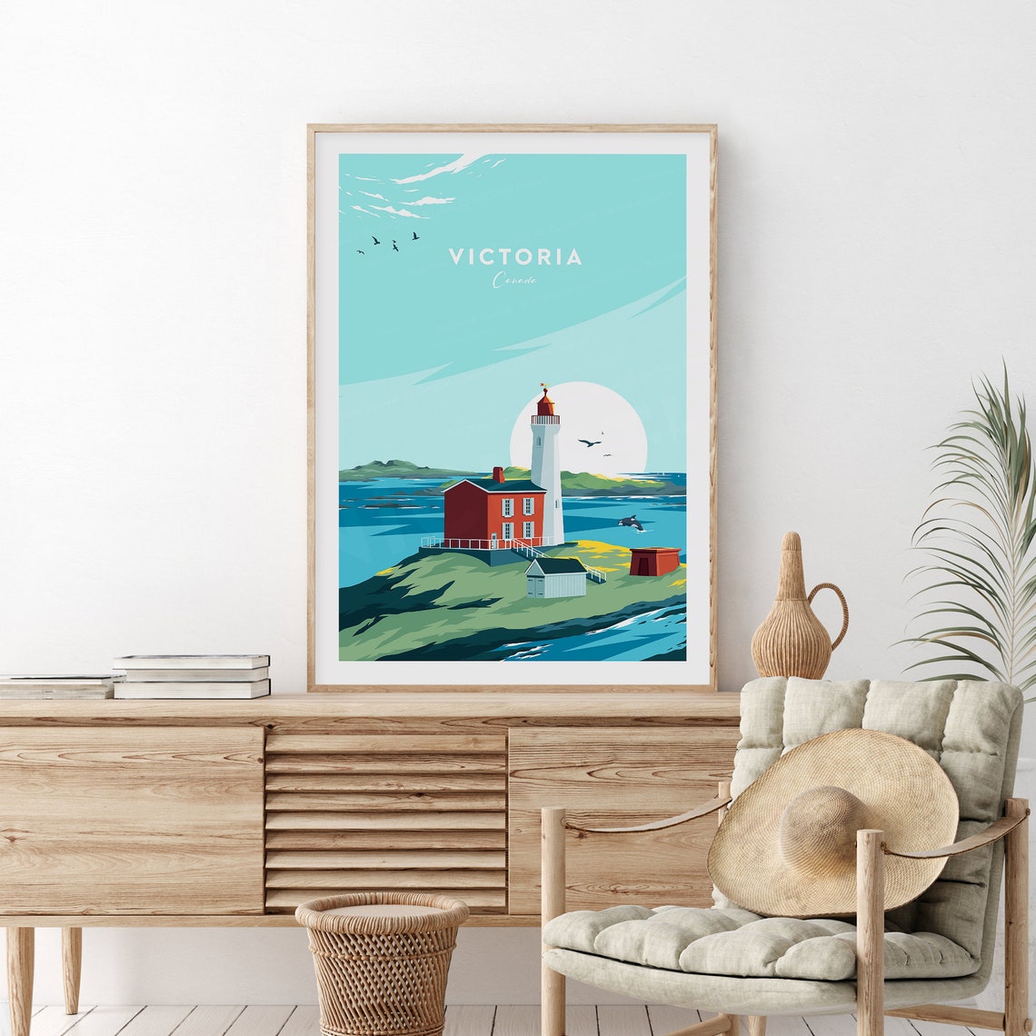 Victoria Canada Lighthouse Whale Watching Coastal Travel Poster