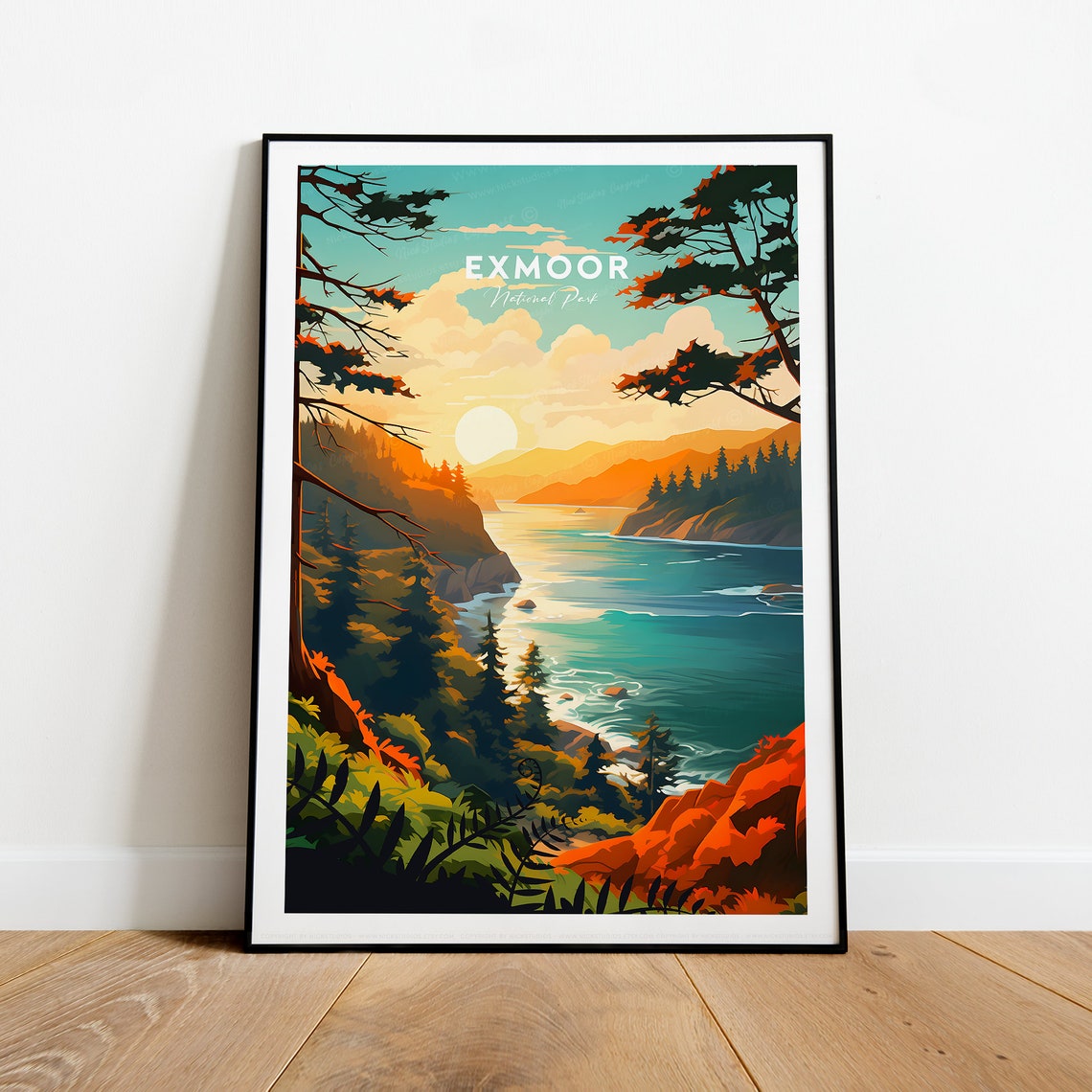 Exmoor National Park Coastal Cliffs Sunset Sea View Scene Poster - Image 2