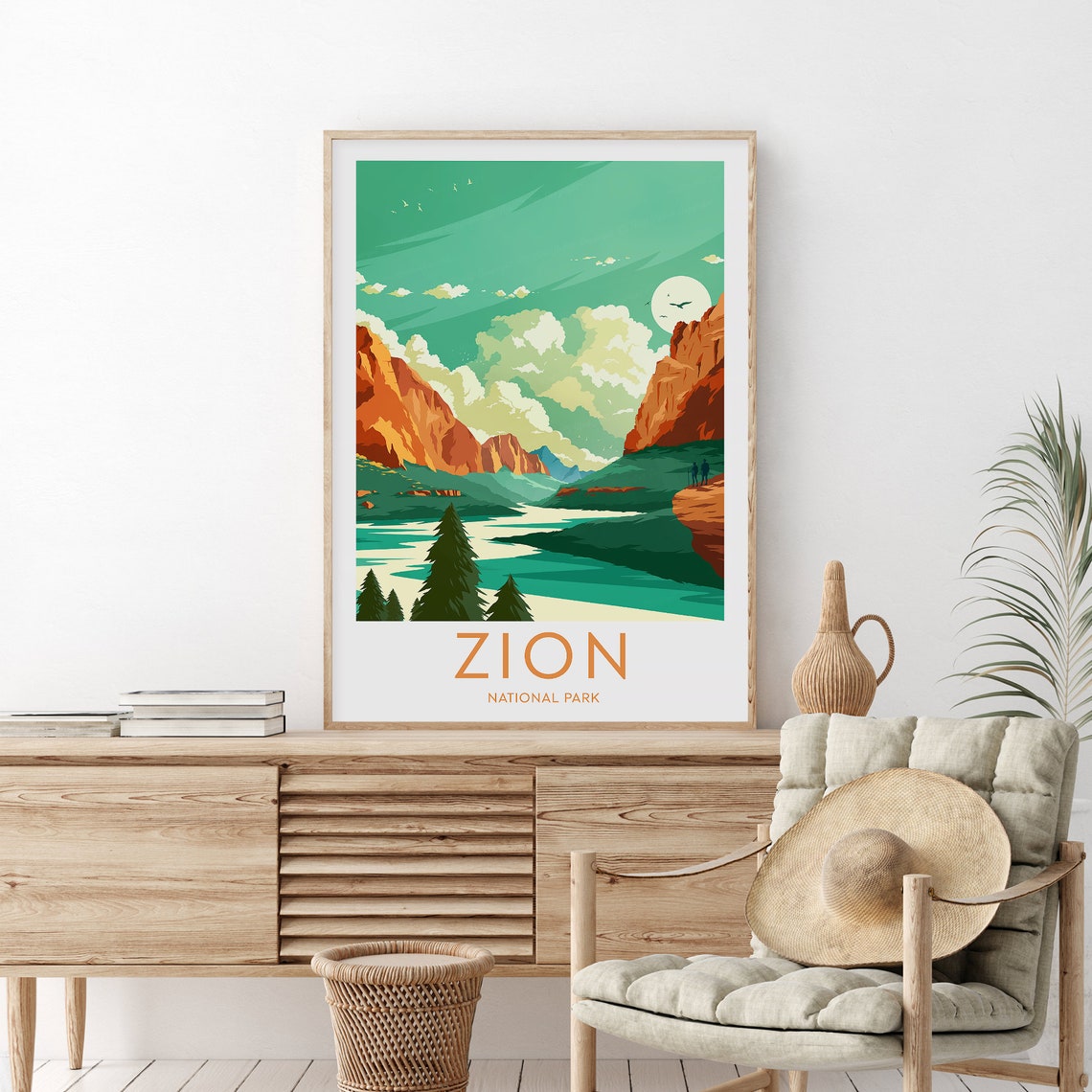 Zion National Park Utah Canyon Sunrise Travel Landscape Poster