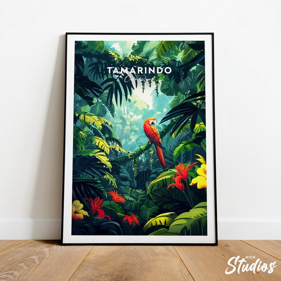 Tamarindo Traditional Travel Print Costa Rica Poster Tamarindo Poster Tamarindo Wall Art Wedding Gift Custom Text Personalised Gift