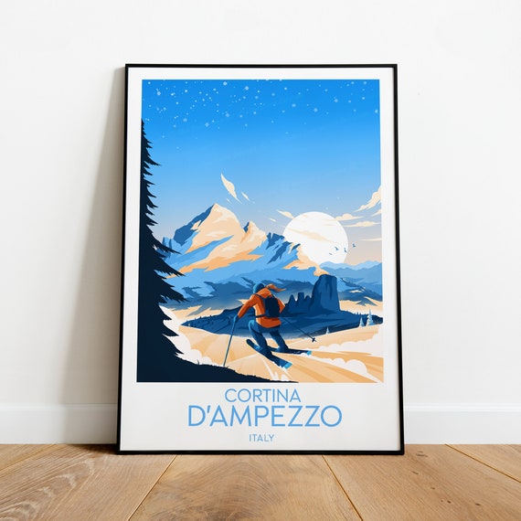 Cortina Dampezzo Travel Print Italy Cortina Dampezzo Poster Ski Poster Ski Resort Print Ski Wedding Gift Birthday