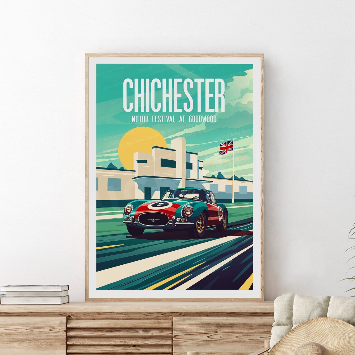 Chichester Goodwood Motor Festival Classic Vintage Race Car Poster - Image 2
