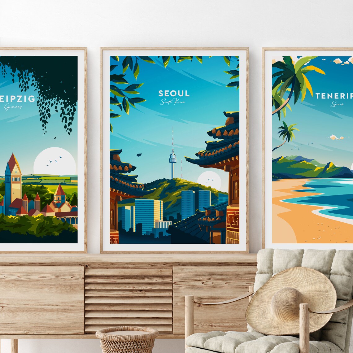 Seoul South Korea N Seoul Tower Hanok Rooftops Travel Poster - Image 2