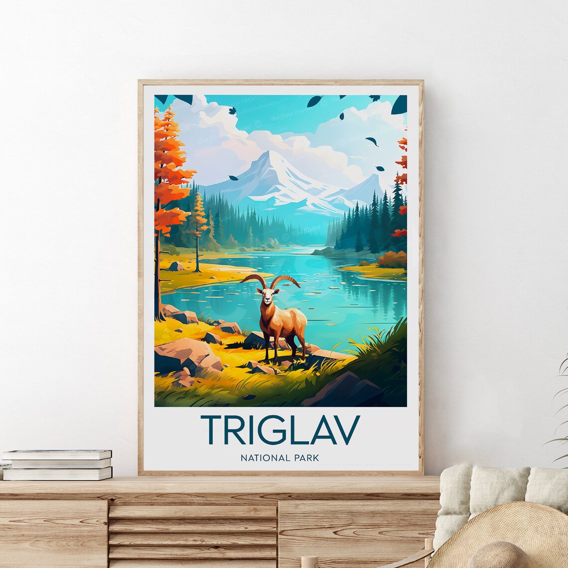 Triglav National Park Ibex Alpine Lake Julian Alps View Travel Poster