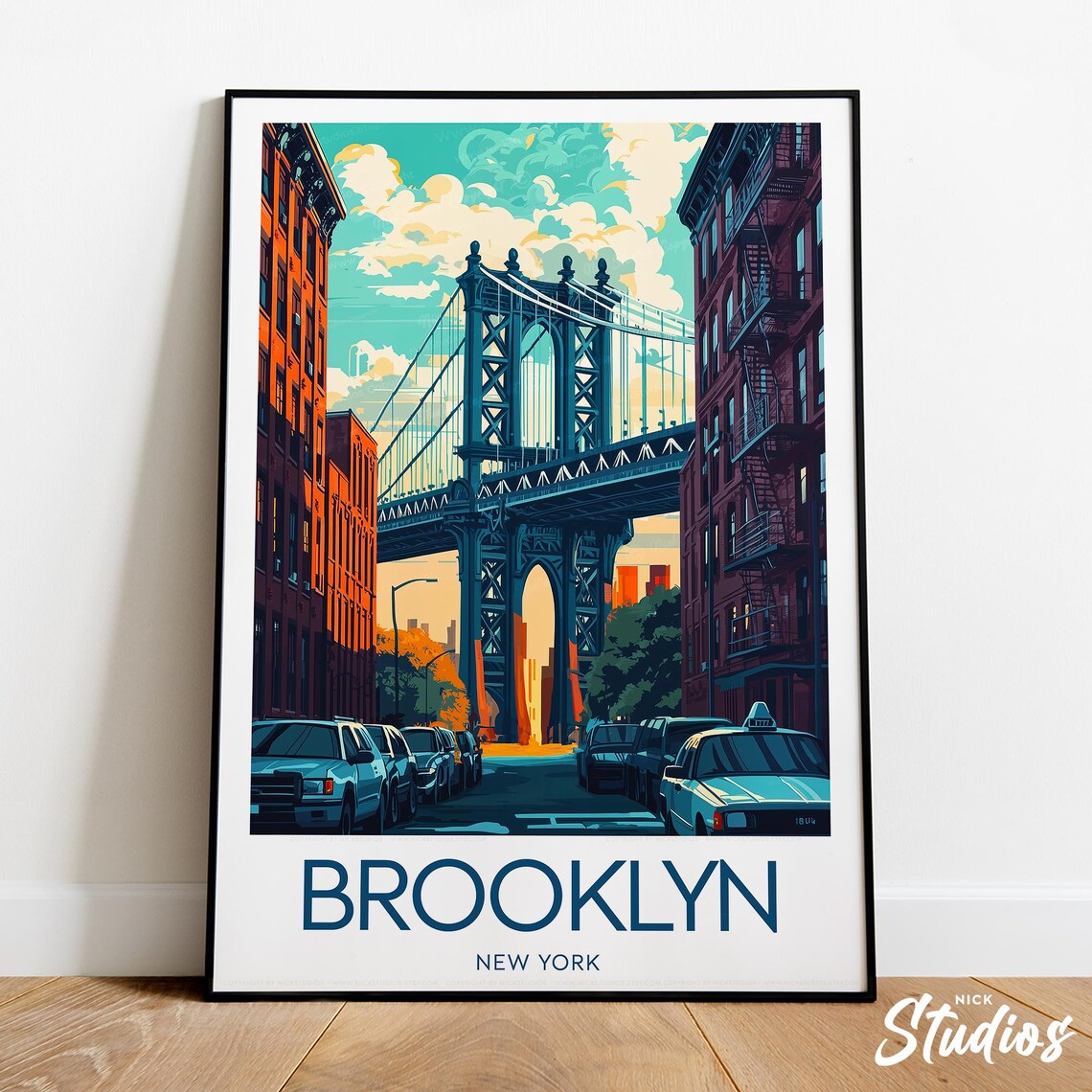Brooklyn New York Manhattan Bridge DUMBO Street City Travel Poster