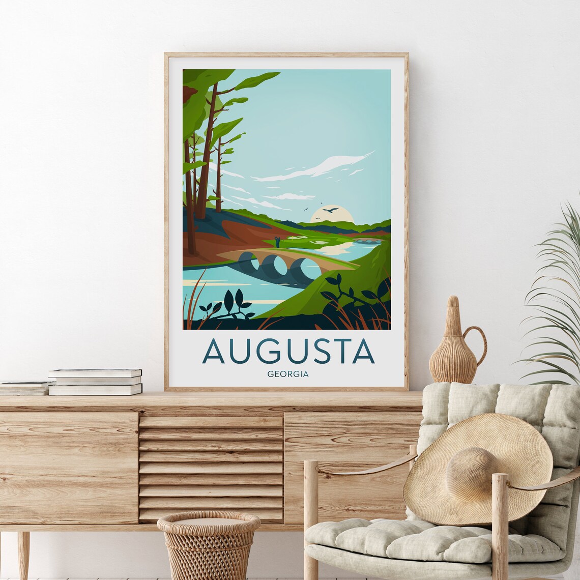 Augusta Georgia National Golf Course Bridge Vintage Sports Poster