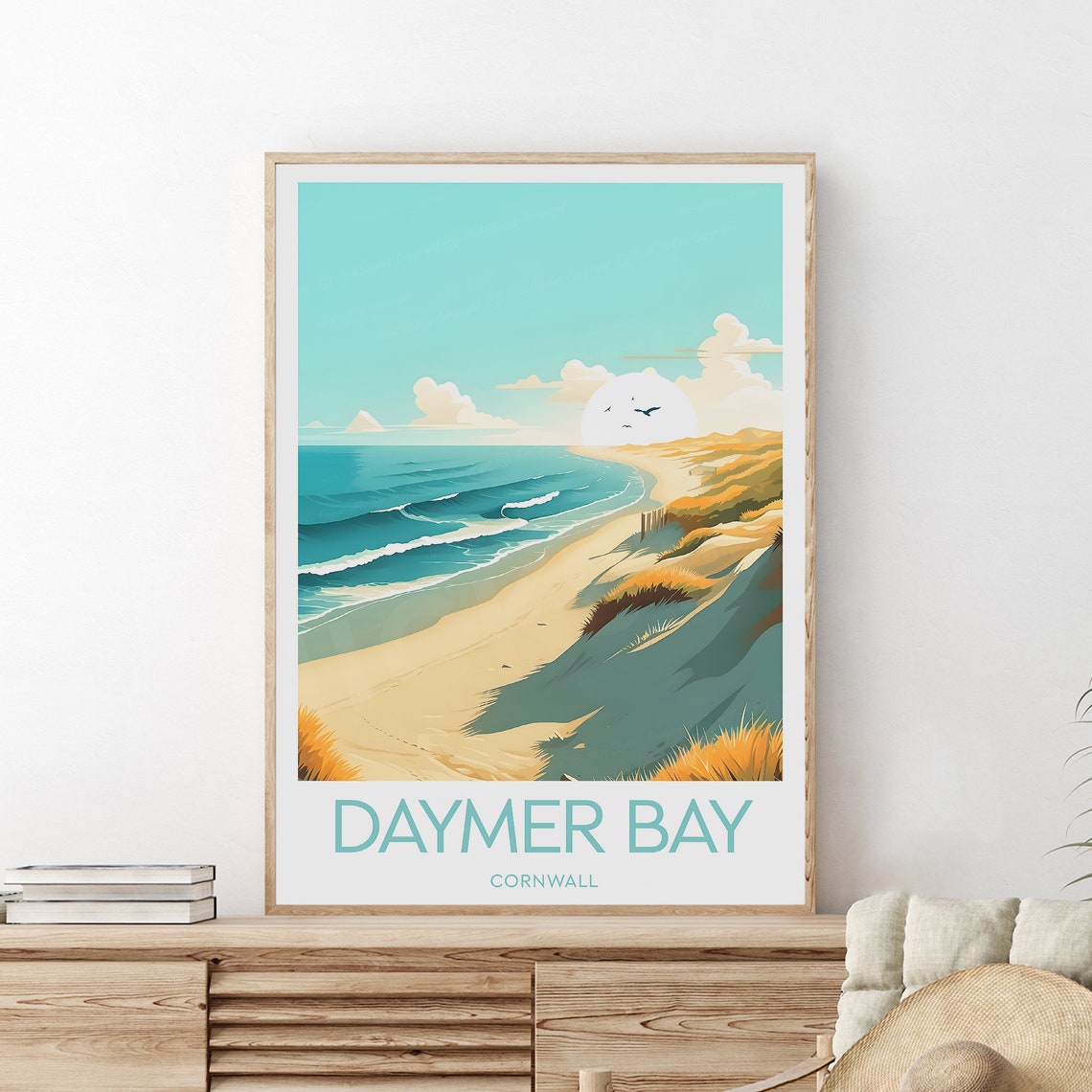 Daymer Bay Cornwall Sandy Beach Dunes Ocean Waves Travel Poster - Image 2
