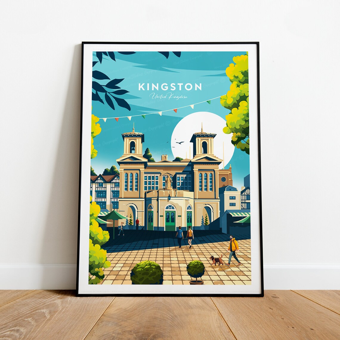 Kingston United Kingdom Historic Market Hall Square Travel Poster