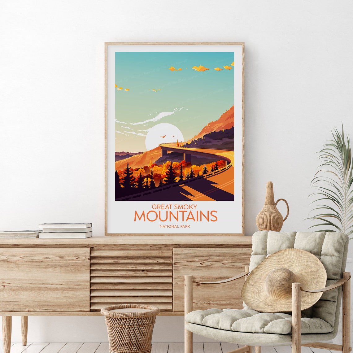 Great Smoky Mountains National Park Highway Sunset Travel Poster - Image 2