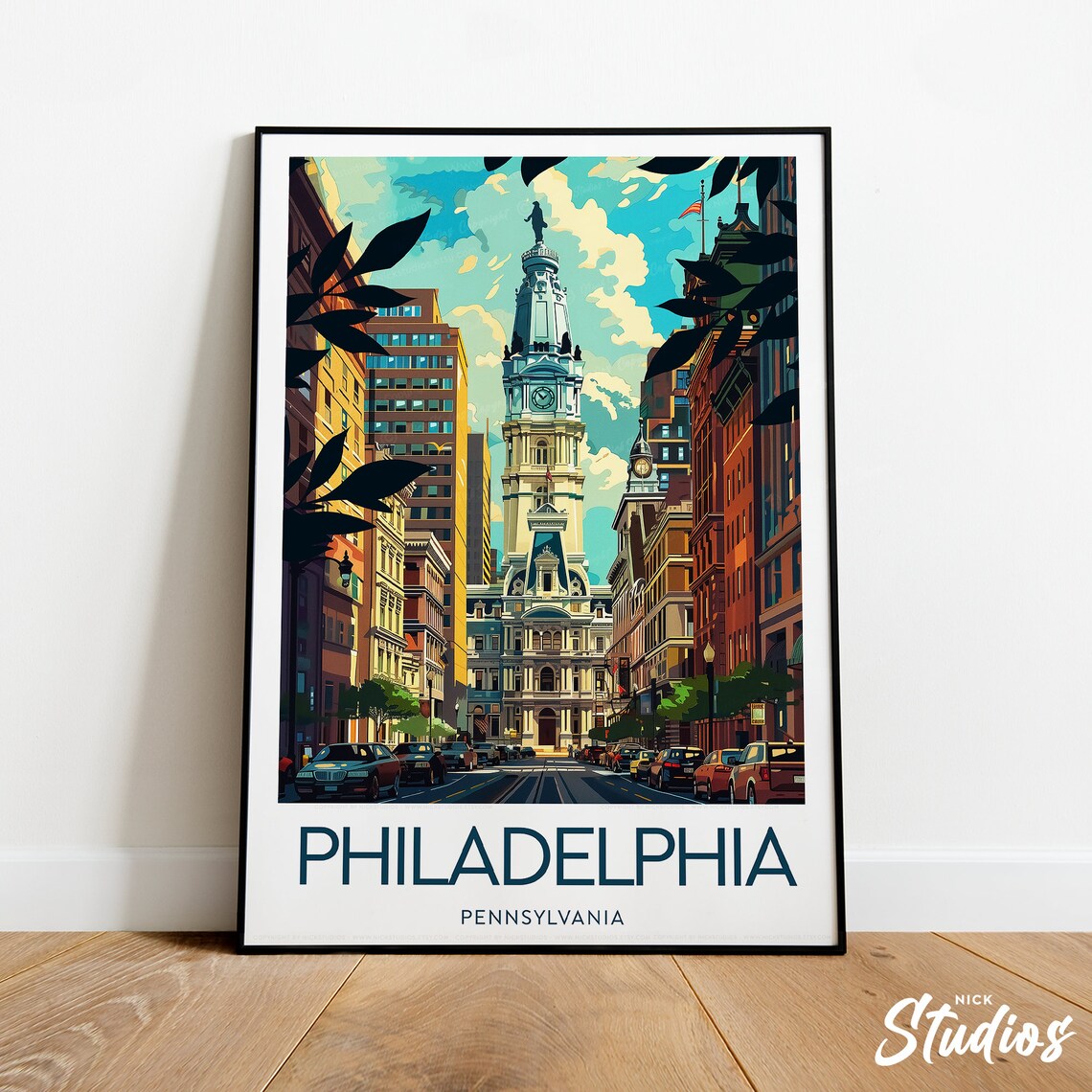 Philadelphia City Hall Broad Street Pennsylvania Skyline Poster