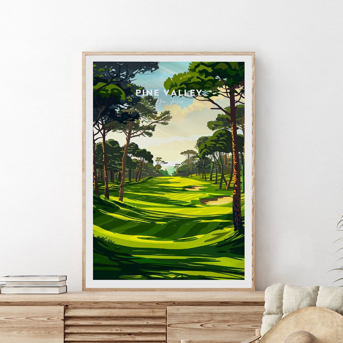 Pine Valley Traditional Golf Print New Jersey Pine Valley Golf Poster Pine Valley Golf Course Art Wedding Gift